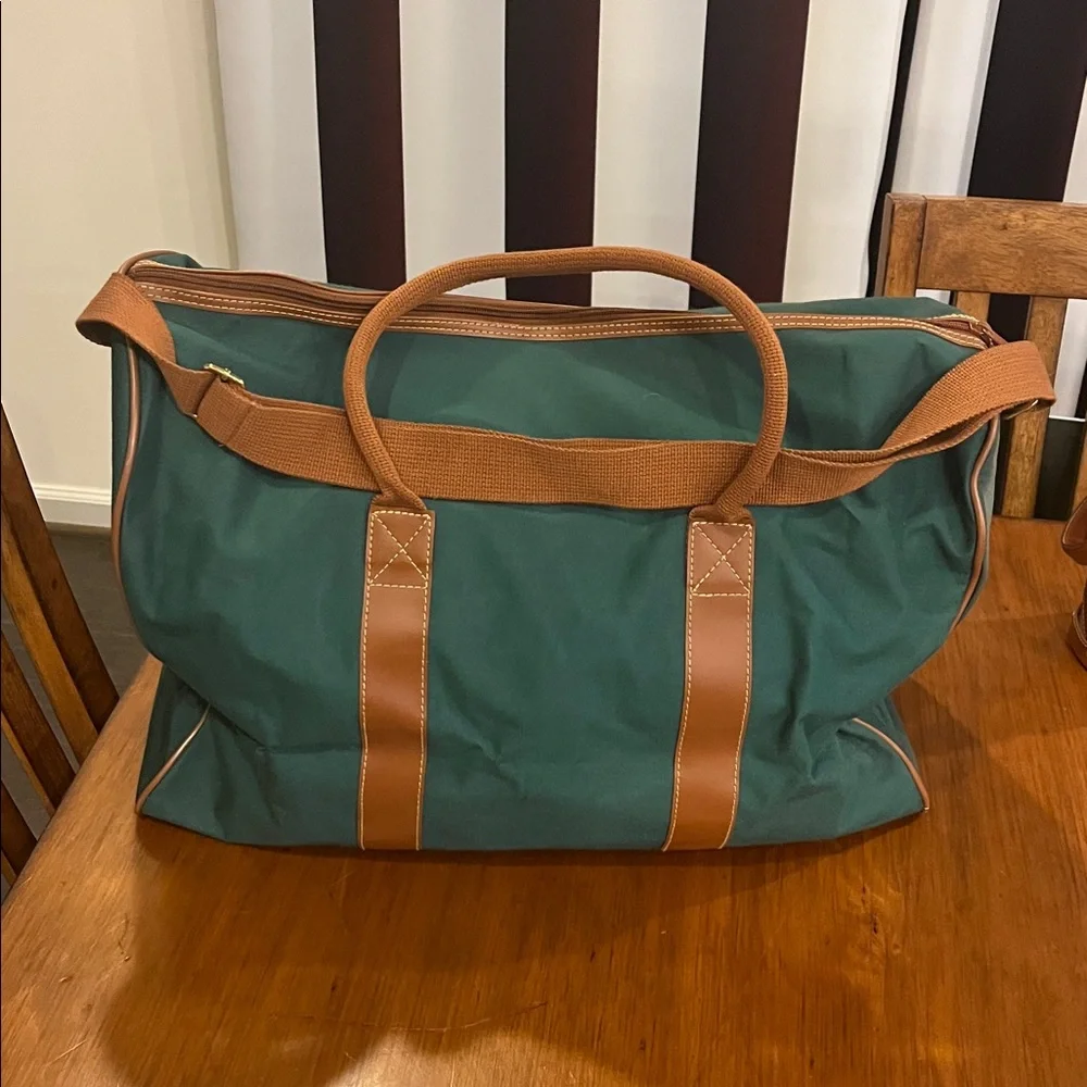 Polo Ralph Lauren Vintage Duffle Bag Travel Luggage green canvas